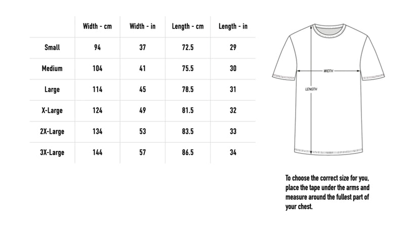 Size chart for Tour T-Shirt - Black